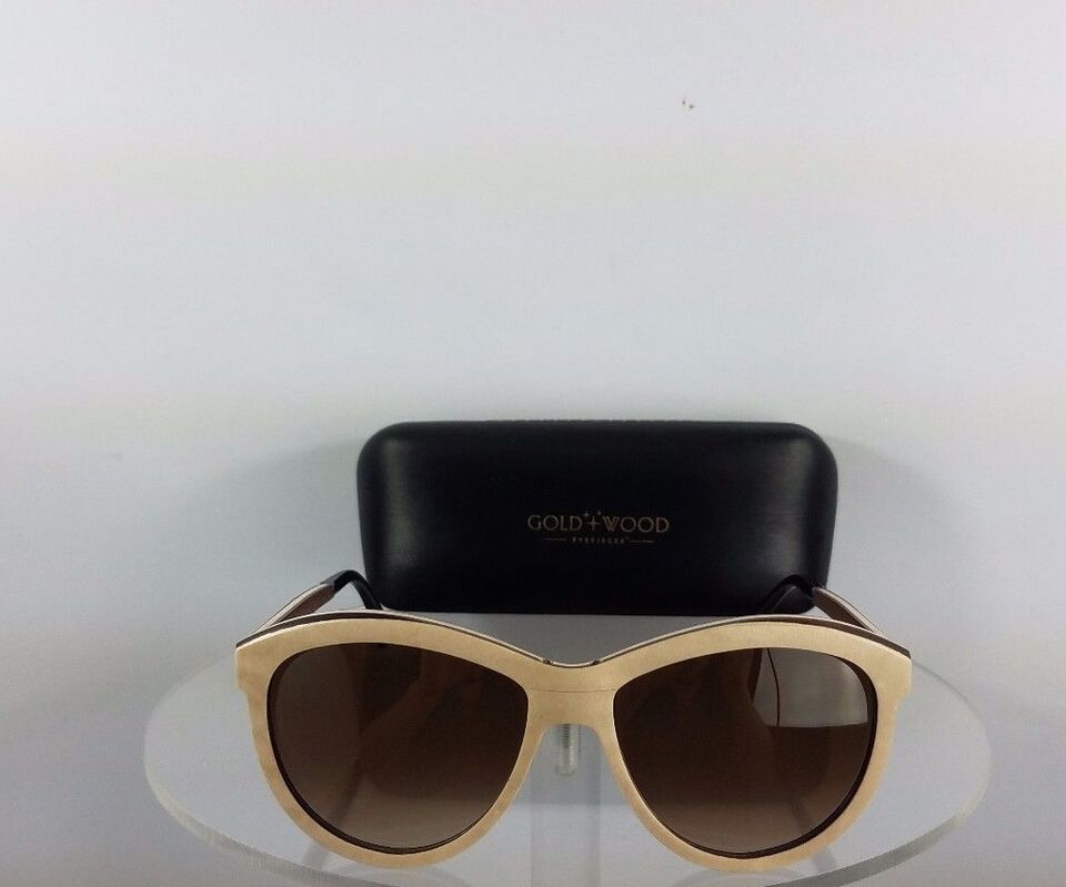 Brand New Authentic Gold and Wood Sunglasses Alya 02 Light Brown Beige Frame