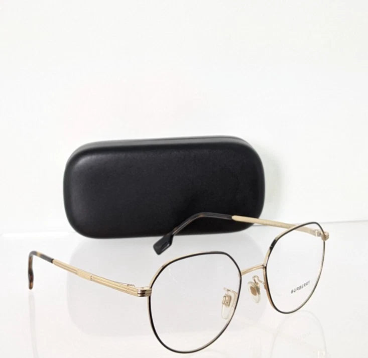 Brand New Authentic Burberry BE 1370 Eyeglasses 1318 Black & Gold Frame