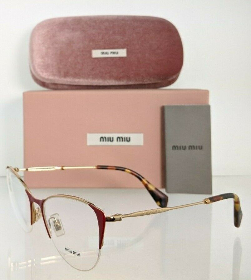 Brand New Authentic Miu Miu Eyeglasses VMU 50P USP  - 1O1 Red & Gold Frame