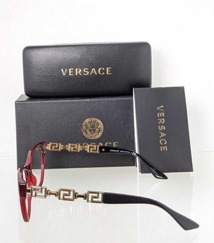 Brand New Authentic Versace Eyeglasses MOD. 3292 388 52mm Burgundy Gold Frame