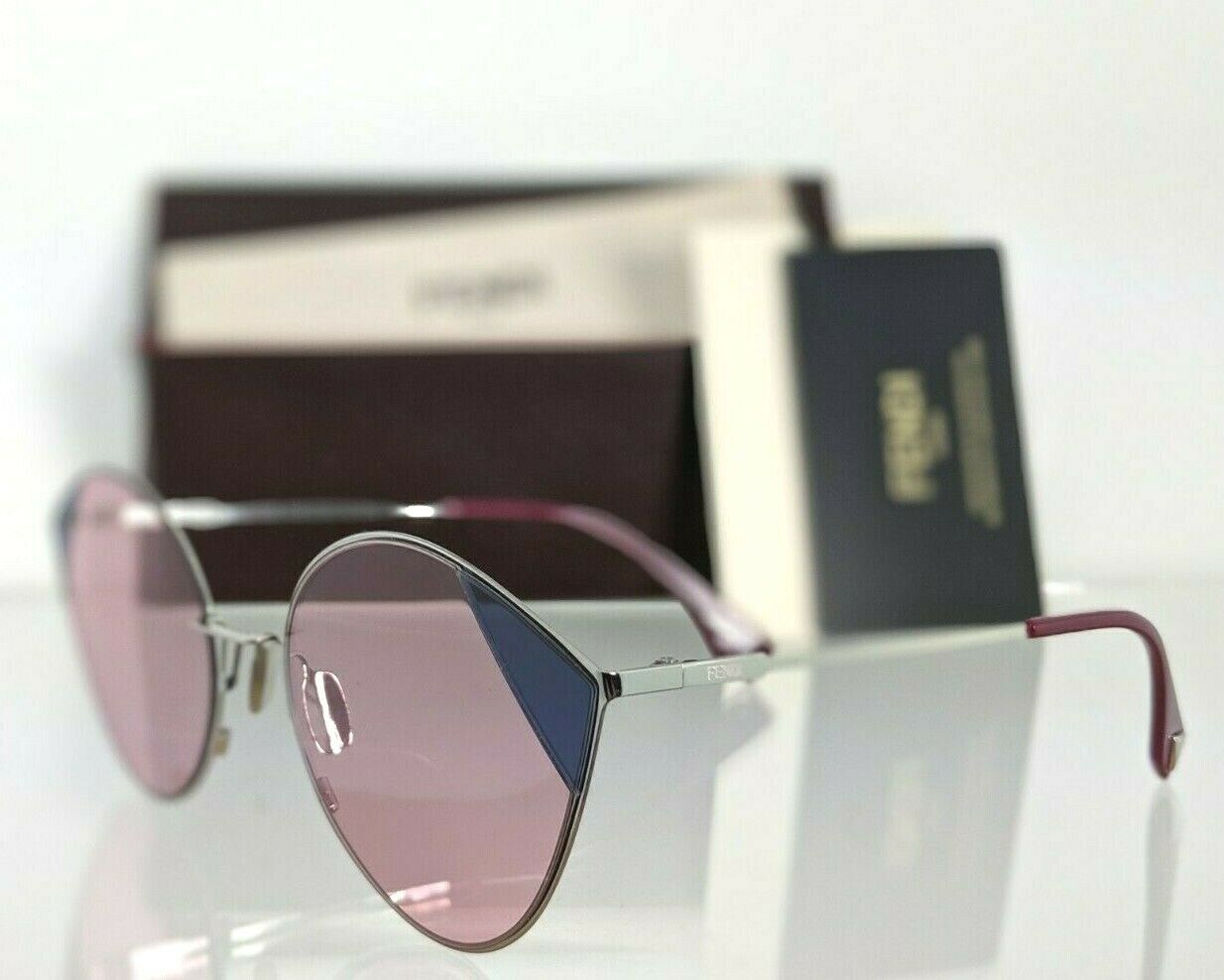 Brand New Authentic Fendi FF 0341/S Sunglasses AVBU1 Silver Frame 60mm