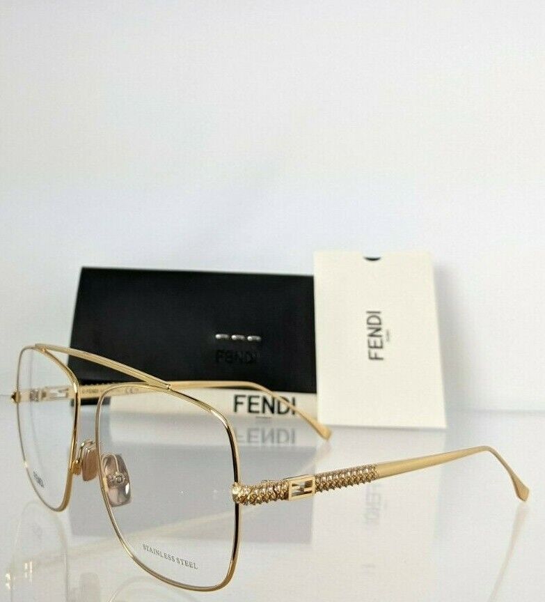 Brand New Authentic Fendi Eyeglasses 0445 001 57mm Gold Frame 0445