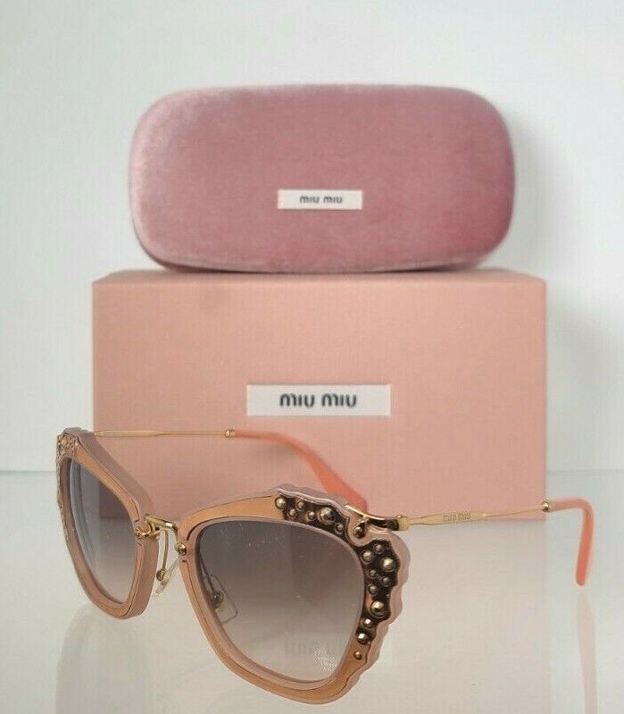 Brand New Authentic MIU MIU SMU 04Q TV1 - 4Q0 Sunglasses Pink & Gold Frame