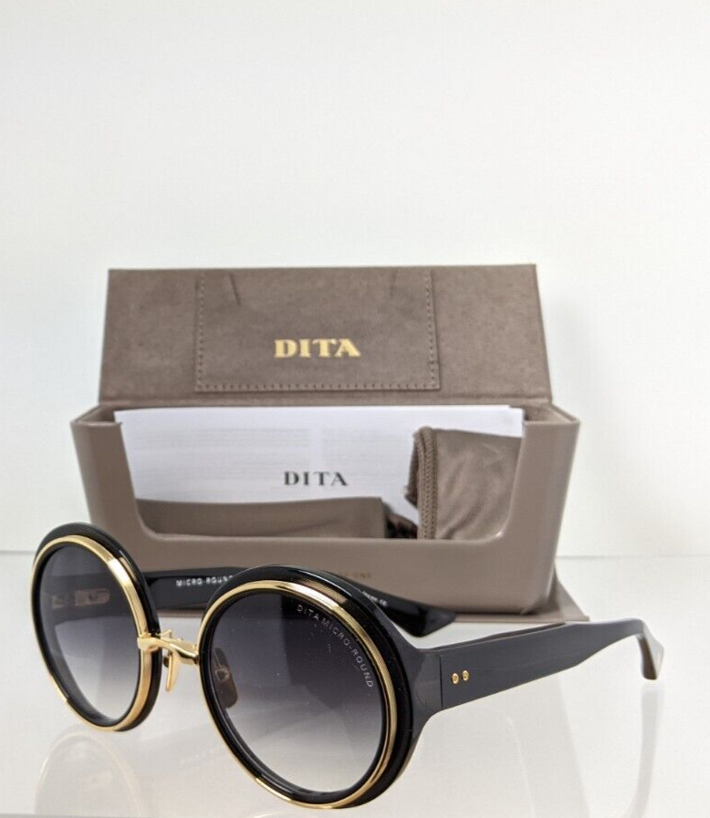 New Authentic Dita Sunglasses MICRO-ROUND DTS 406-A-01 Black & Gold Frame