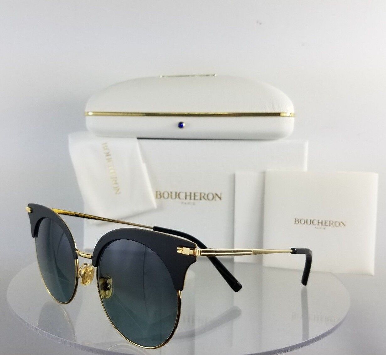 Brand New Authentic Boucheron Sunglasses BC0039S 001 Black Gold Frame 0039