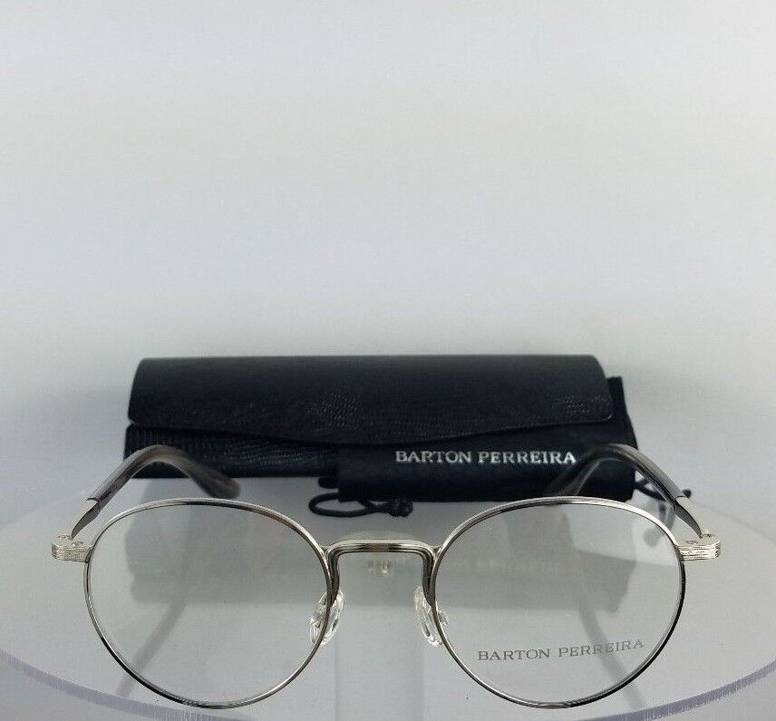 Brand New Authentic Barton Perreira Eyeglasses Fitzgerald Silver Frame