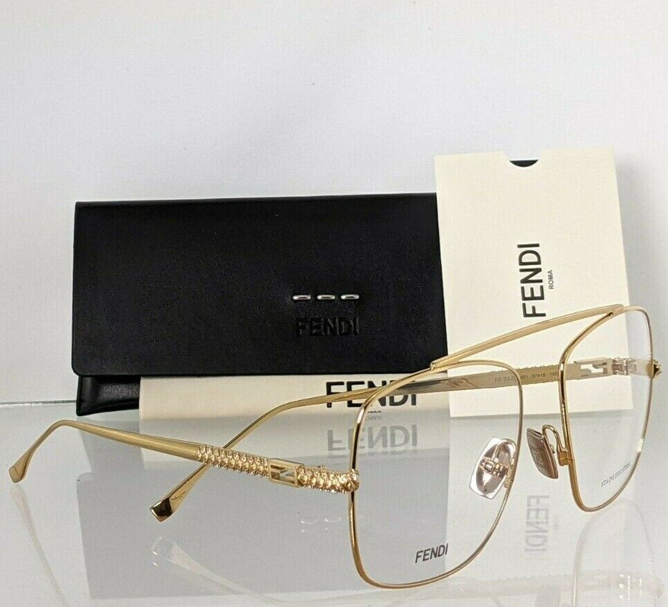 Brand New Authentic Fendi Eyeglasses 0445 001 57mm Gold Frame 0445