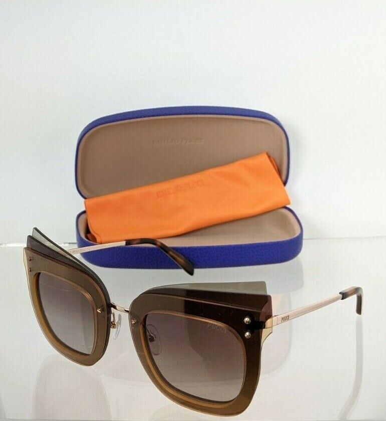 Brand New Authentic Emilio Pucci Sunglasses EP 105 47F Brown Gold EP105 66mm