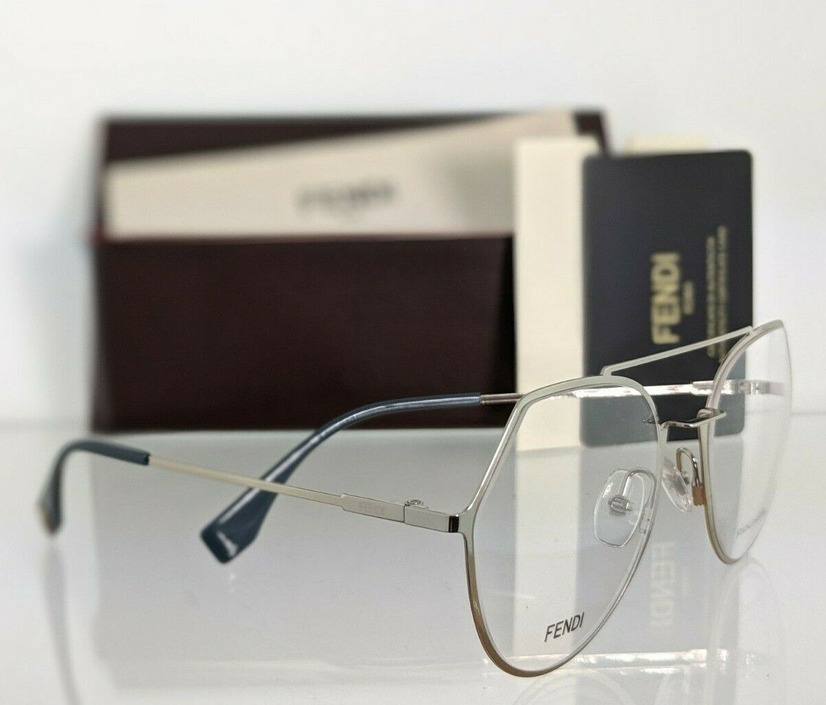 Brand New Authentic Fendi FF 0329 Eyeglasses 3YG Silver 53mm Frame FF0329