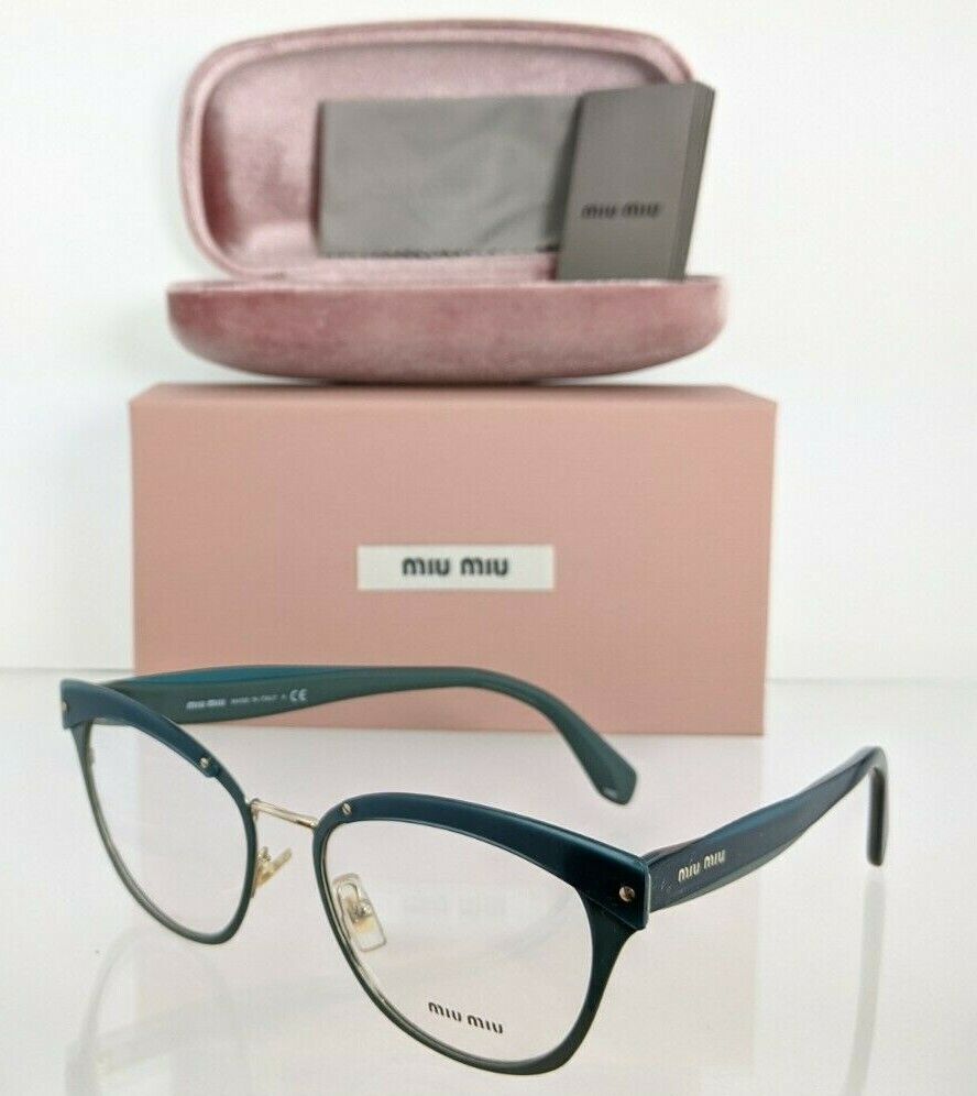 Brand New Authentic Miu Miu Eyeglasses VMU 54Q QRM - 1O1 Green & Gold Frame