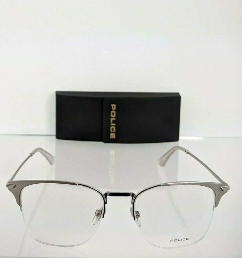 Brand New Authentic Police Eyeglasses Highway 6 VPL 565 Col. 0628 Silver Frame