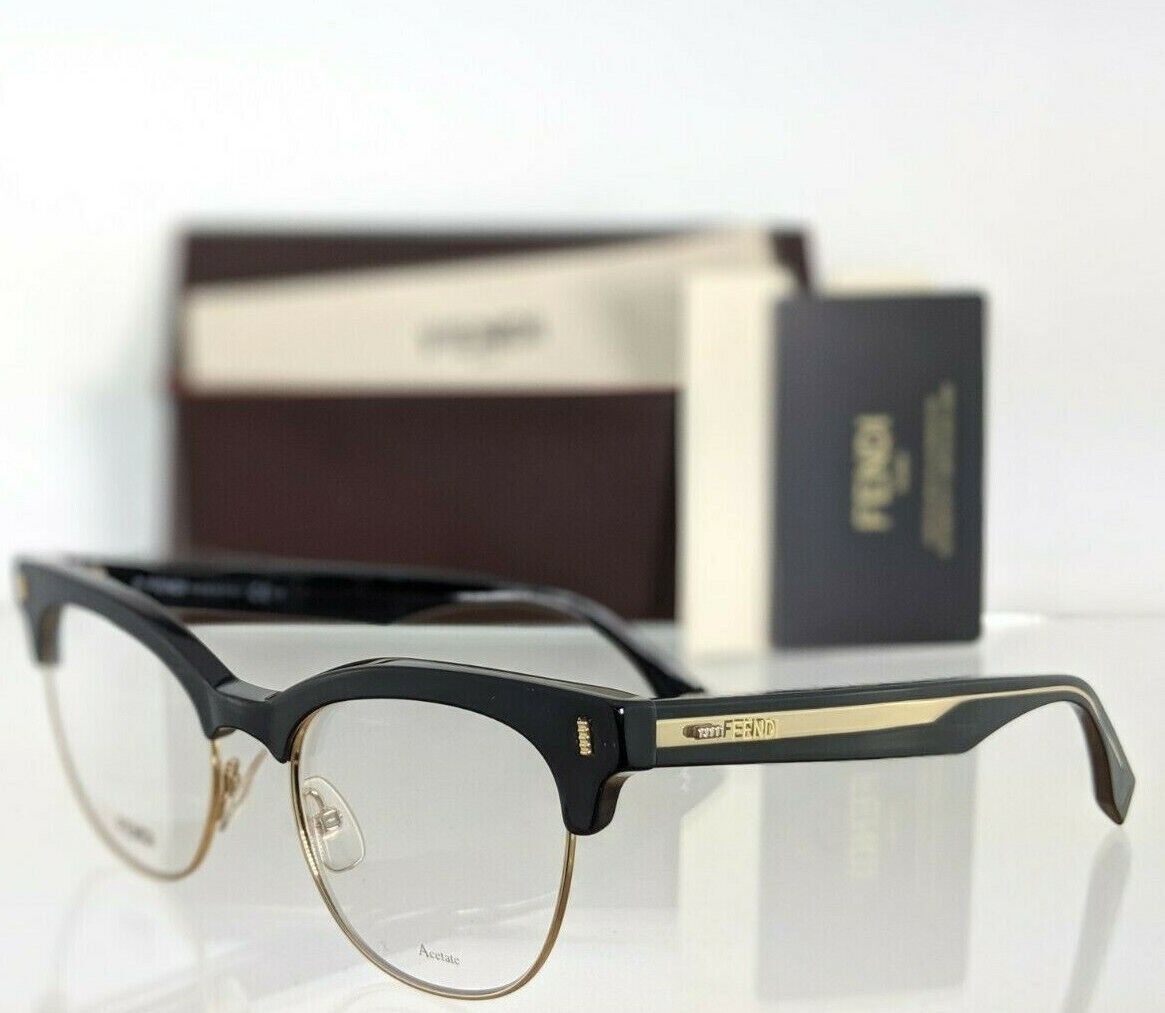 Brand New Authentic Fendi FF 0163 Eyeglasses VJG Black & Gold 51mm Frame FF0163