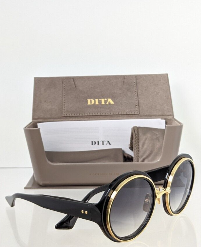 New Authentic Dita Sunglasses MICRO-ROUND DTS 406-A-01 Black & Gold Frame