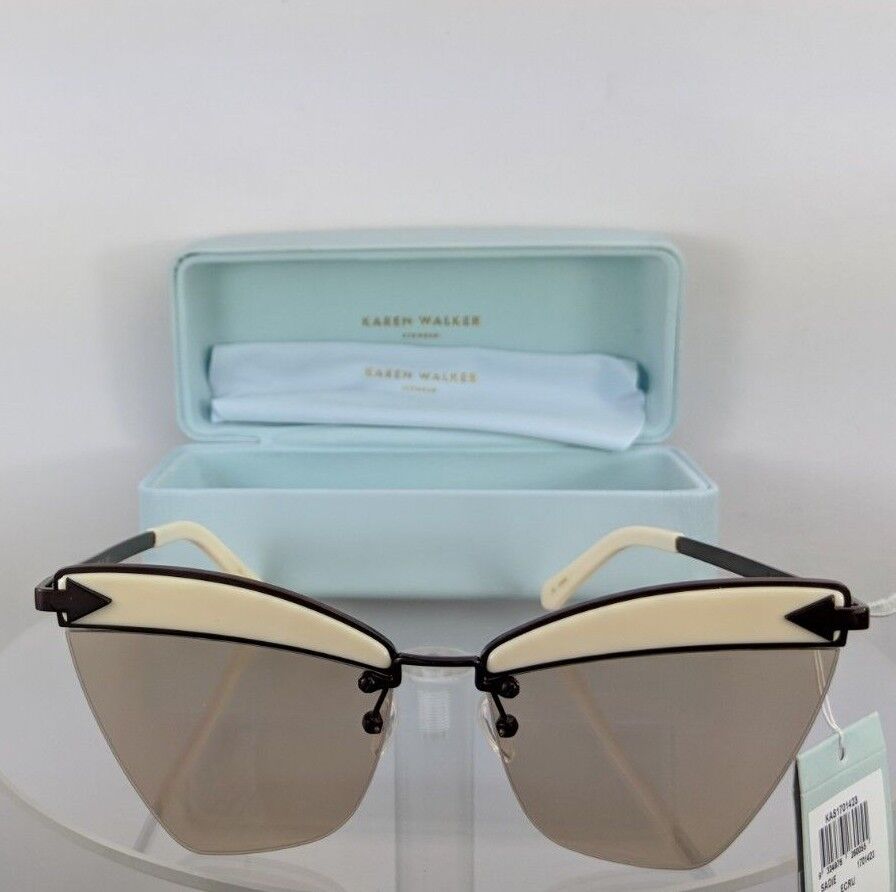 Brand New Authentic Karen Walker Sunglasses SADIE White Dark Brown 59mm Frame