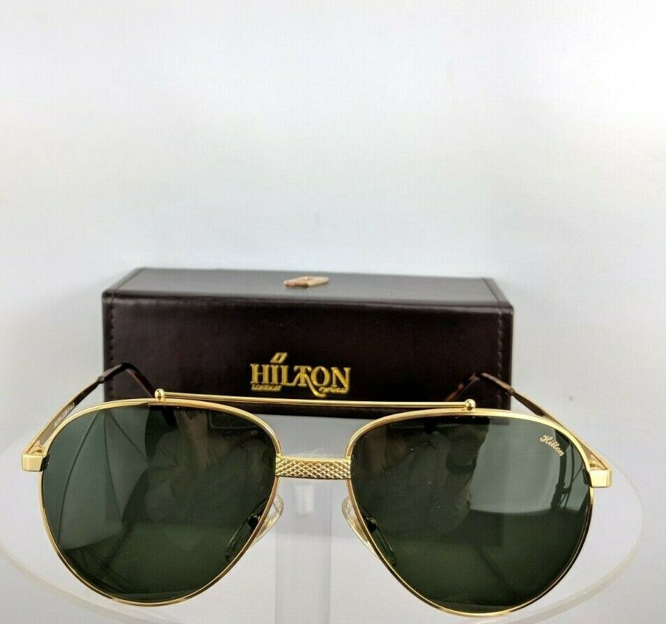 Brand New Authentic HILTON LONDON Sunglasses CLUB 8 C 2 54mm 24KT Gold Frame