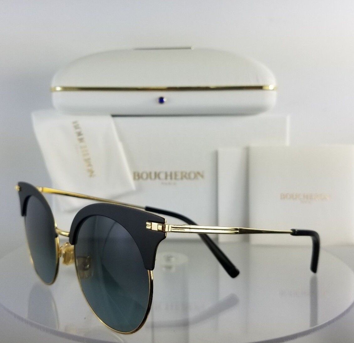 Brand New Authentic Boucheron Sunglasses BC0039S 001 Black Gold Frame 0039