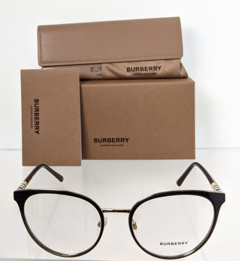 Brand New Authentic Burberry Eyeglasses BE 1324 1262 Black & Gold 52mm 1324