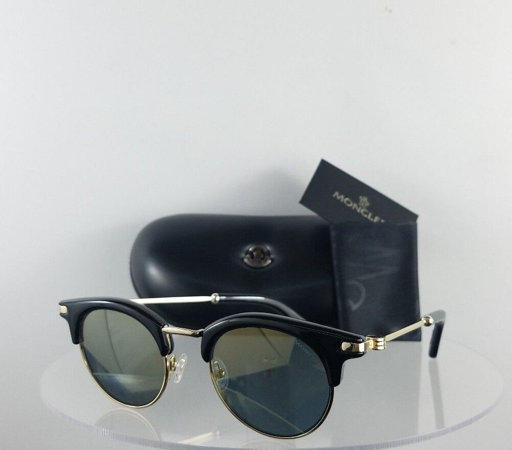 Brand New Authentic Moncler Sunglasses ML 0035 01A Shiny Black Gold 47mm