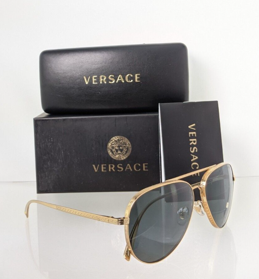 Brand New Authentic Versace Sunglasses Mod. 2217 100287 VE2217 59mm Gold Frame