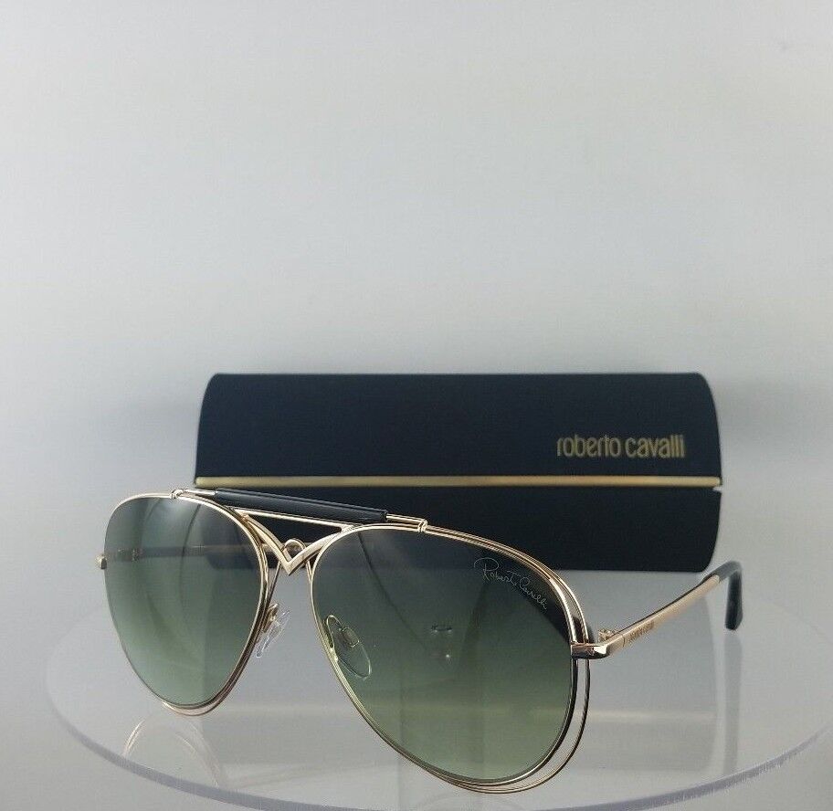 Brand New Authentic Roberto Cavalli Sunglasses Civitella 1054 28P Black Gold