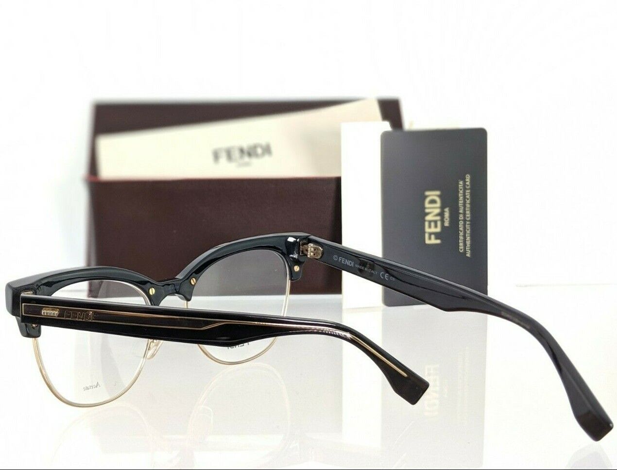 Brand New Authentic Fendi FF 0163 Eyeglasses VJG Black & Gold 51mm Frame FF0163