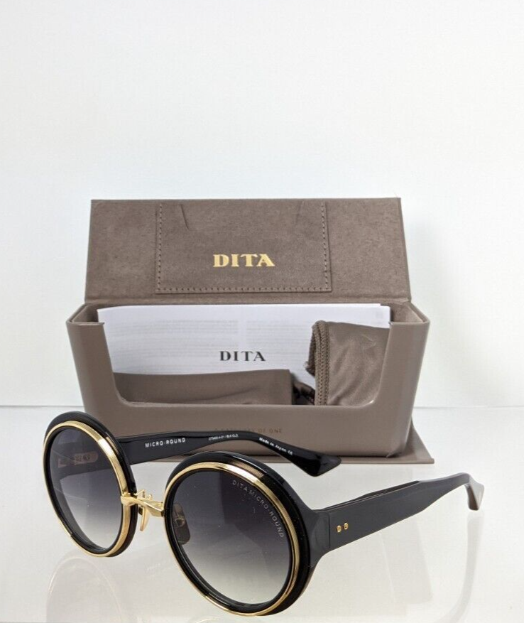 New Authentic Dita Sunglasses MICRO-ROUND DTS 406-A-01 Black & Gold Frame