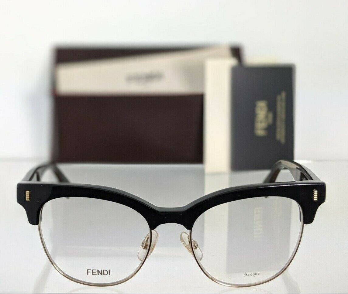 Brand New Authentic Fendi FF 0163 Eyeglasses VJG Black & Gold 51mm Frame FF0163