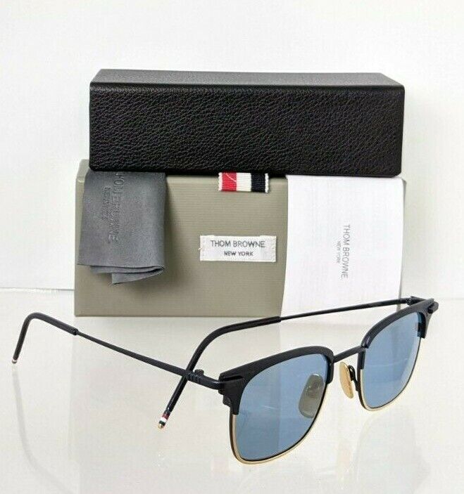 Brand New Authentic Thom Browne Sunglasses TBS 102-C-T Navy Gold TB102 Frame