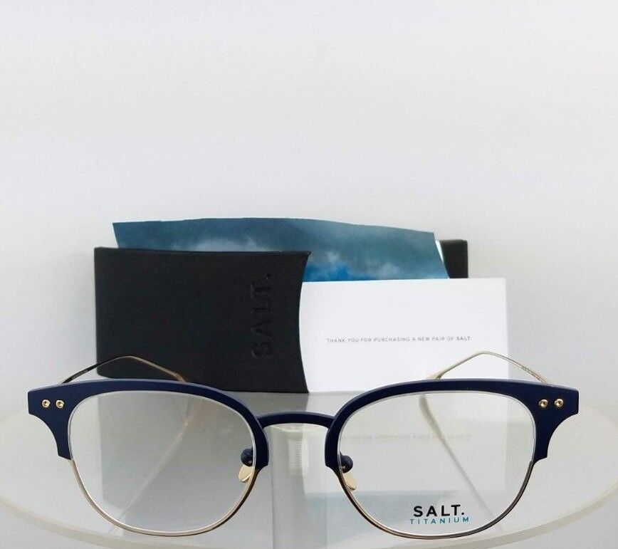 Brand New Authentic Salt Eyeglasses Chrissie Ab/Wg Blue Gold 48Mm Titanium Frame