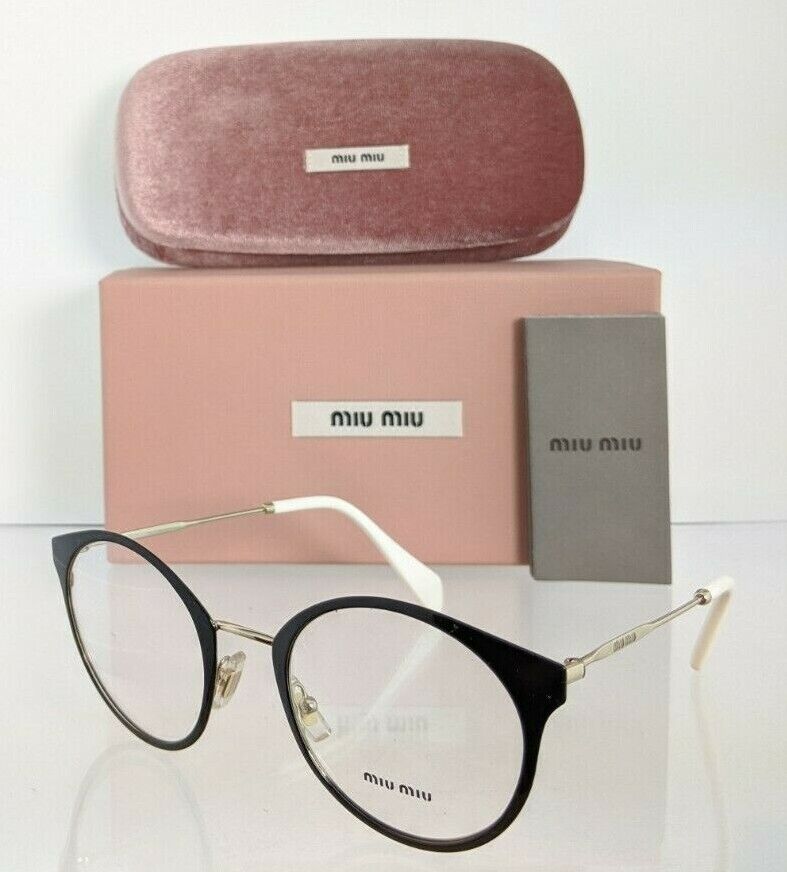 Brand New Authentic Miu Miu Eyeglasses VMU 51P 1AB - 1O1 Black & Gold 50mm Frame