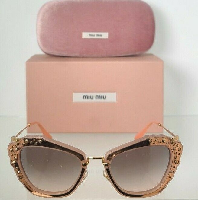 Brand New Authentic MIU MIU SMU 04Q TV1 - 4Q0 Sunglasses Pink & Gold Frame