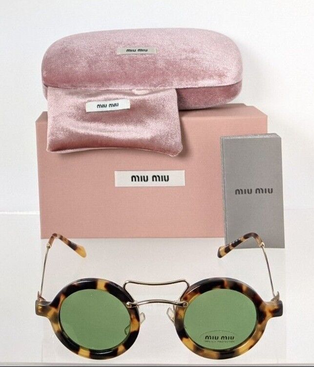 Brand New Authentic MIU MIU SMU 02V 7S0 - 163 Sunglasses Tortoise & Gold Frame