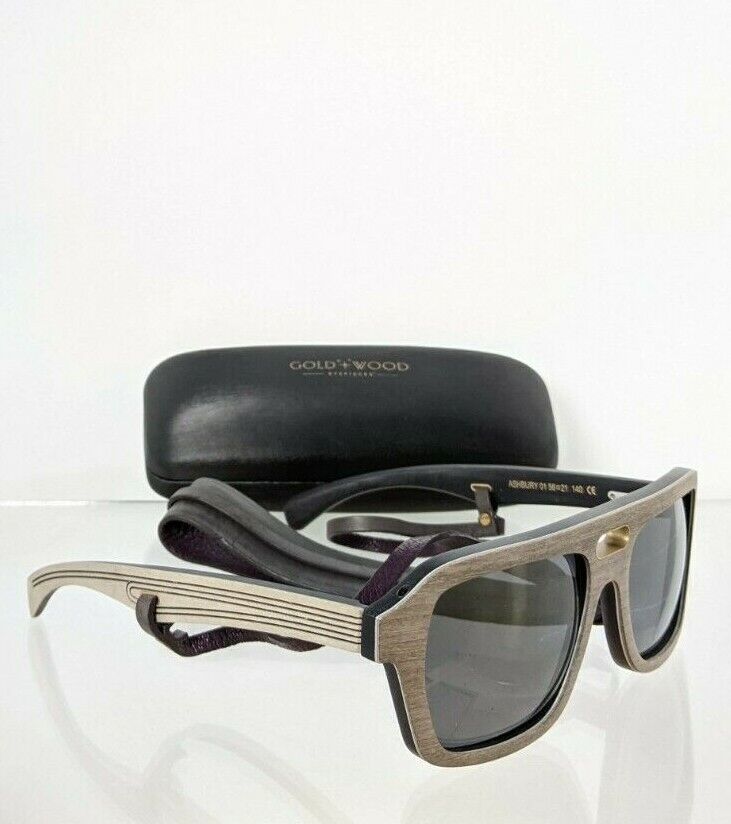 Brand New Authentic Gold and Wood Sunglasses ASHBURY 01 56mm Wood Frame