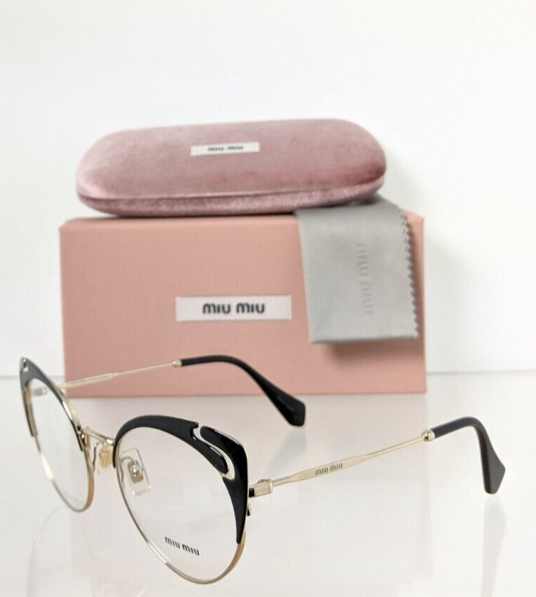 Brand New Authentic Miu Miu Eyeglasses VMU 50R 1AB - 1O1 Black & Gold Frame