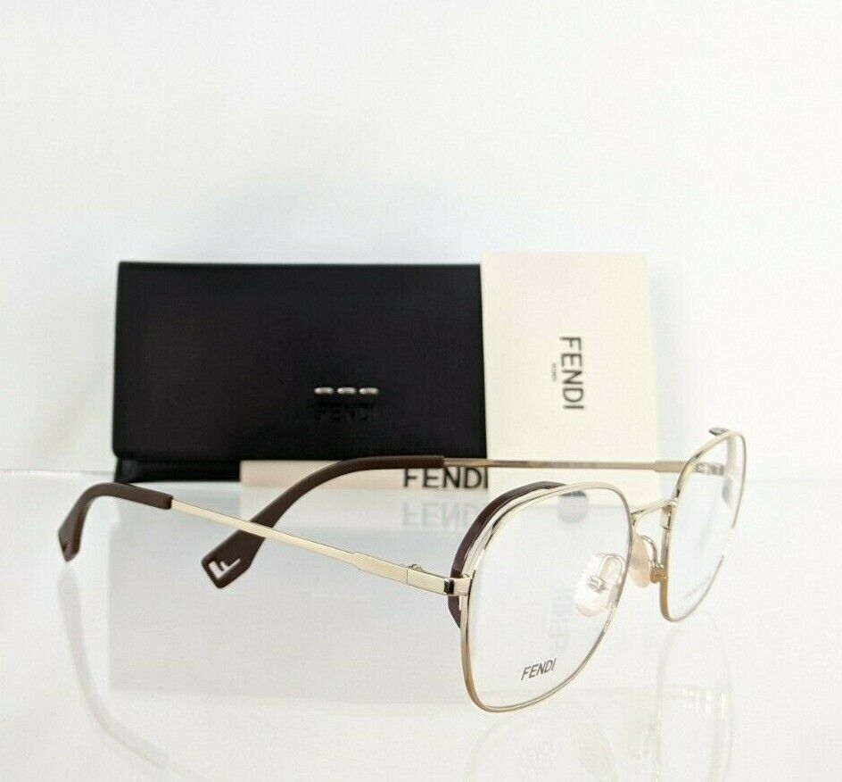 Brand New Authentic Fendi Eyeglasses M0090 01Q 53mm Brown & Gold Frame 0090