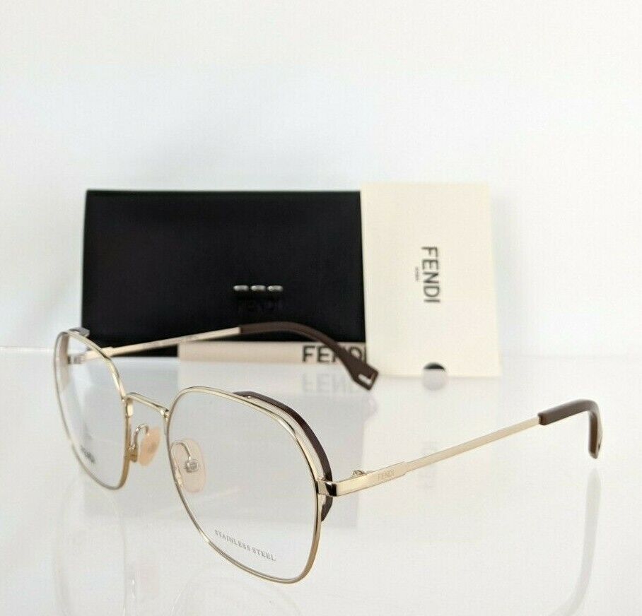 Brand New Authentic Fendi Eyeglasses M0090 01Q 53mm Brown & Gold Frame 0090