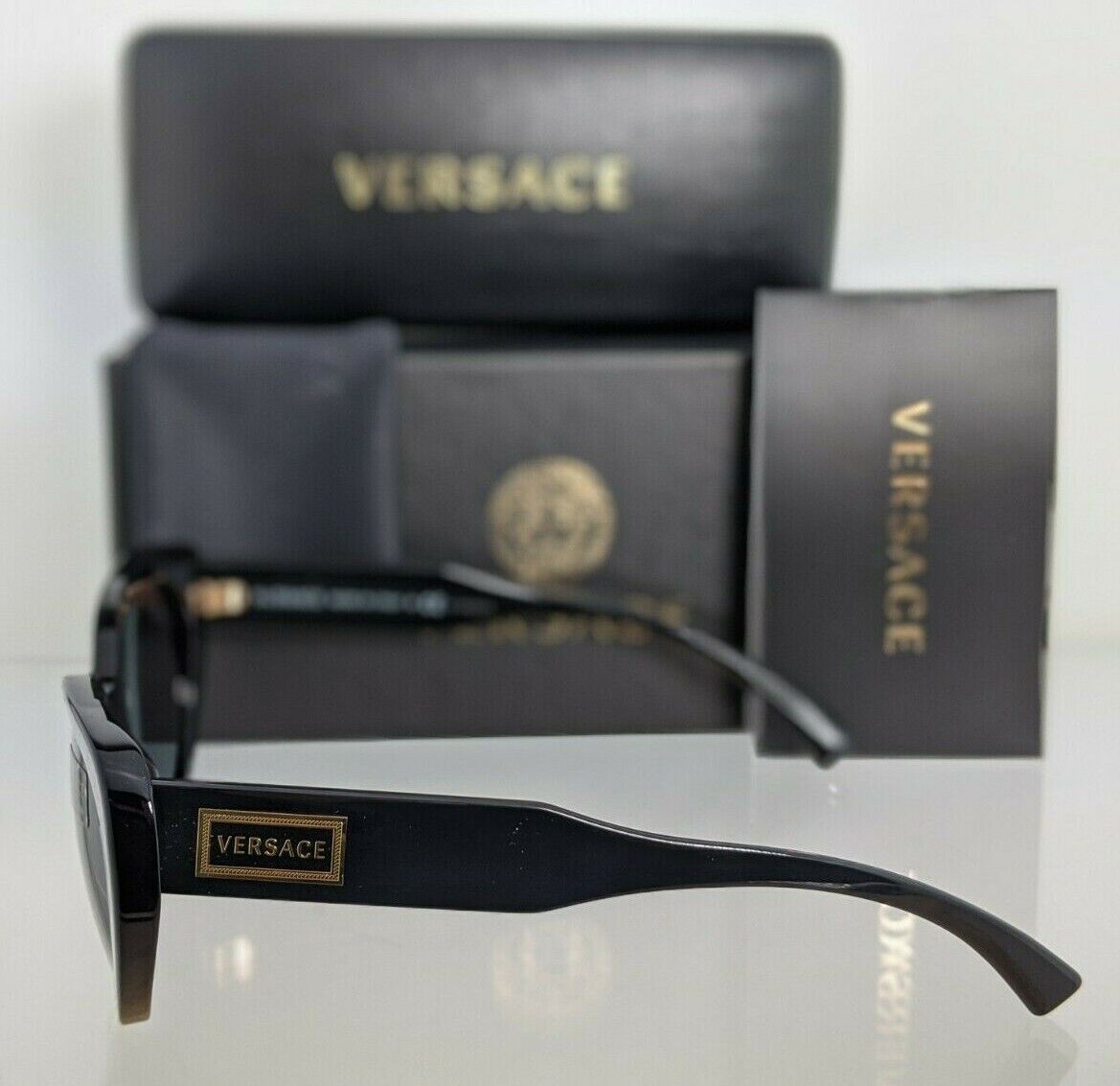 Brand New Authentic Versace Sunglasses Mod. 4378 GB1/87 54mm Black & Gold Frame