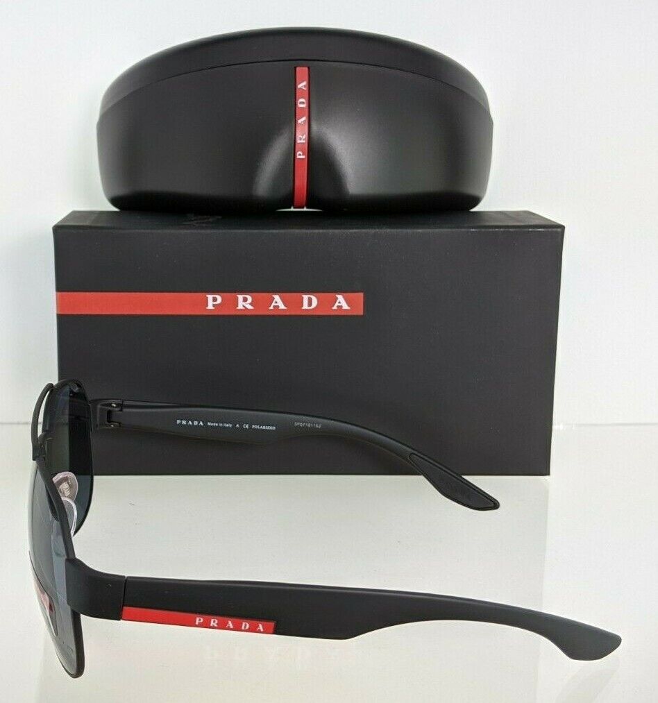 Brand New Authentic Prada SPS 57U DG0-5Z1 Sunglasses Black 59mm Polarized Frame