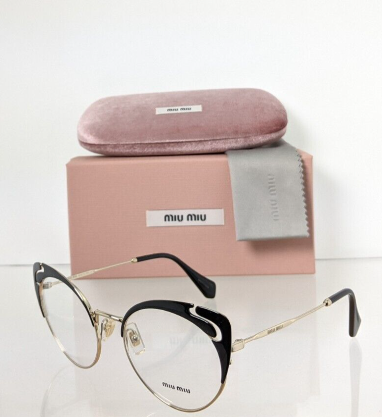 Brand New Authentic Miu Miu Eyeglasses VMU 50R 1AB - 1O1 Black & Gold Frame