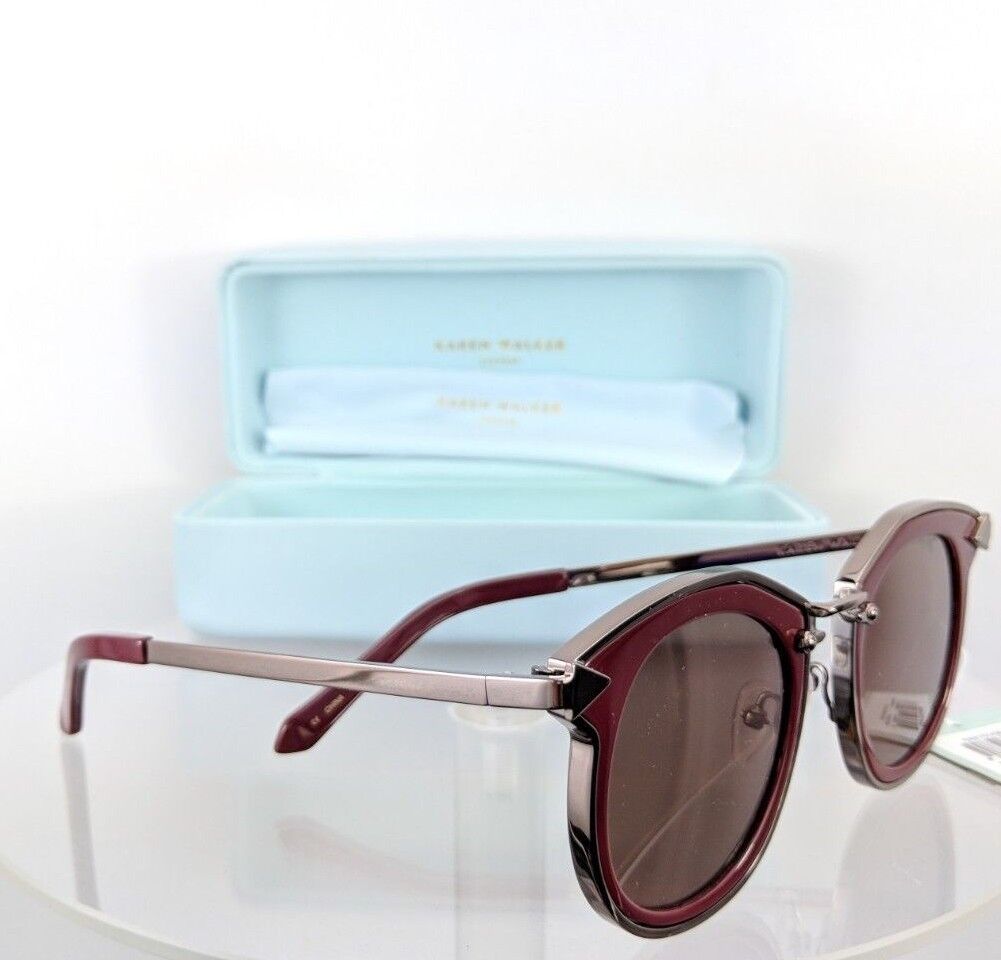 Brand New Authentic Karen Walker Sunglasses BOUNTY Burgundy Silver 47mm Frame