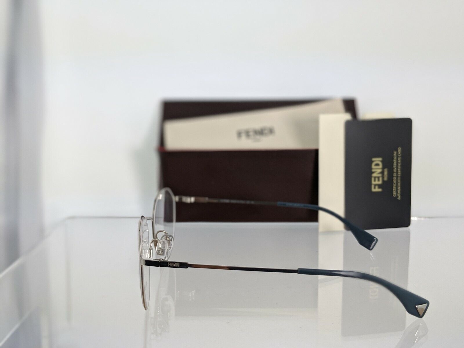 Brand New Authentic Fendi FF 0340/F Eyeglasses 3YG Silver 53mm Frame FF0340