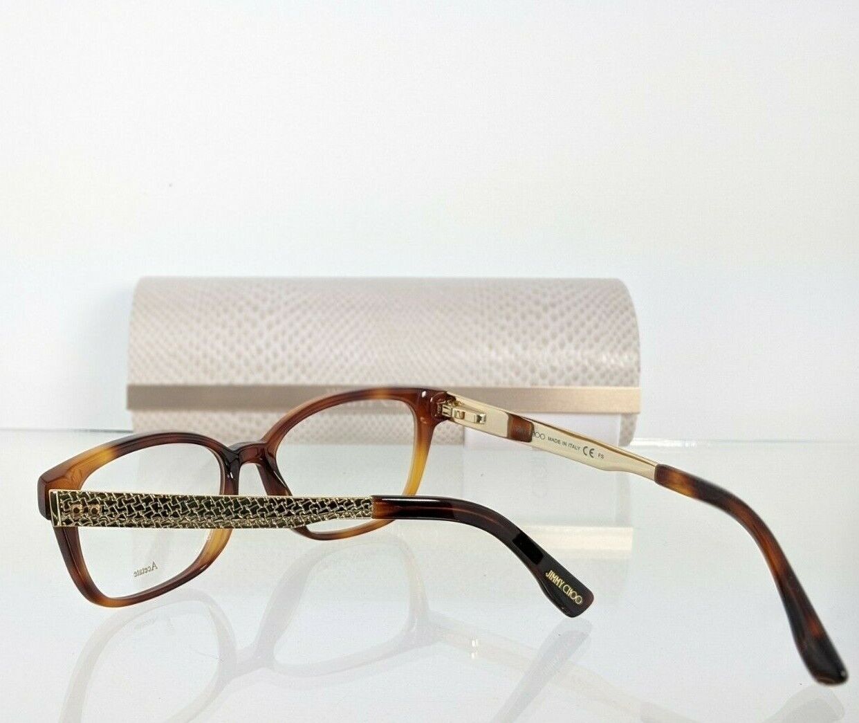 Brand New Authentic Jimmy Choo Eyeglasses 160 BHZ Tortoise Gold Frame