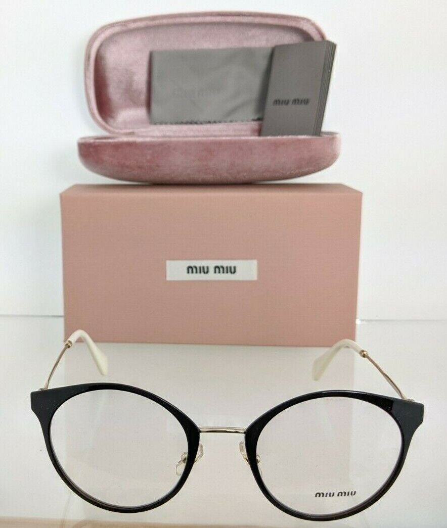 Brand New Authentic Miu Miu Eyeglasses VMU 51P 1AB - 1O1 Black & Gold Frame