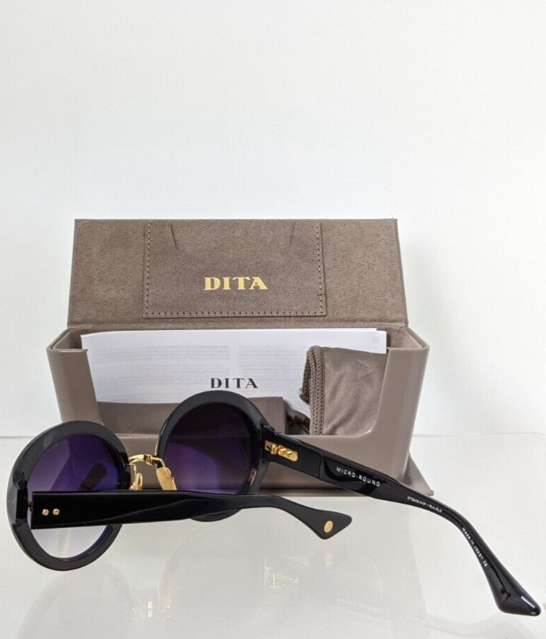 New Authentic Dita Sunglasses MICRO-ROUND DTS 406-A-01 Black & Gold Frame