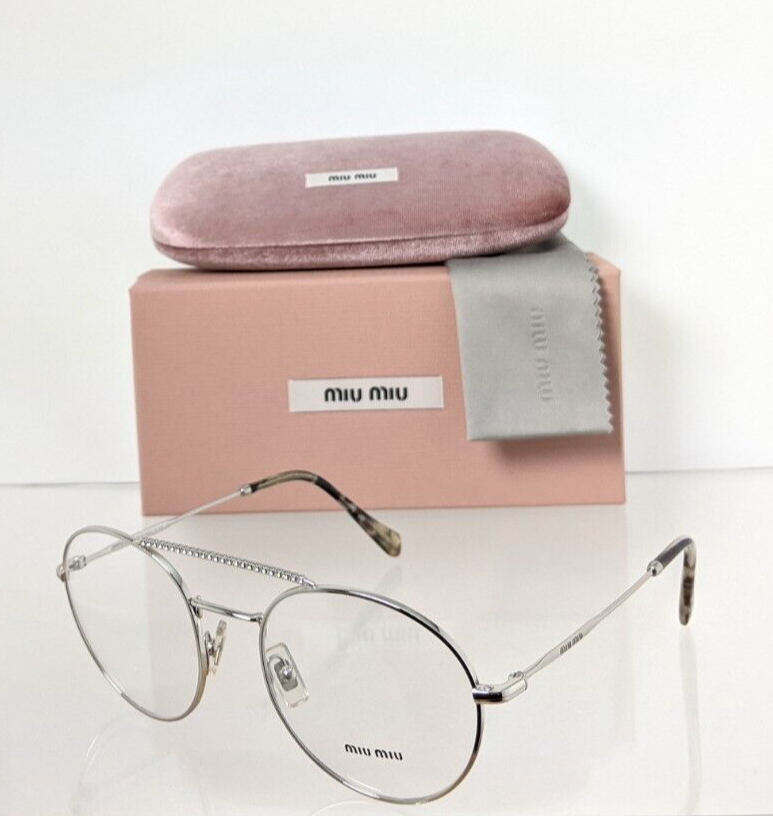 Brand New Authentic Miu Miu Eyeglasses VMU 51R 1BC - 1O1 Silver 52mm Frame