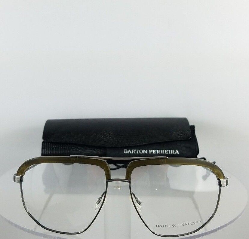 Brand New Authentic Barton Perreira Eyeglasses RHYGING MKE/Pew Green Silver