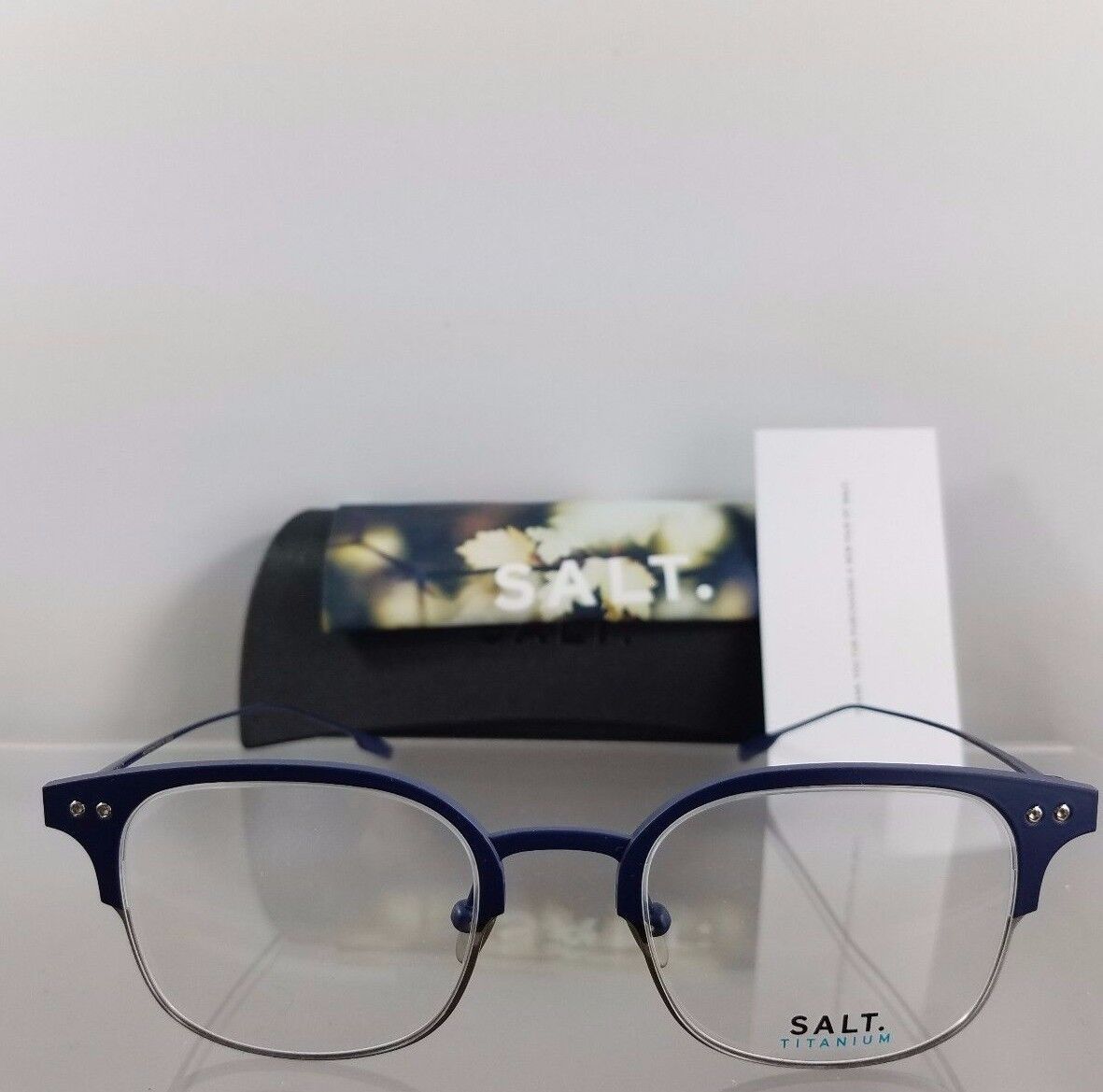 Brand New Authentic Salt Eyeglasses Vaughn Ab/Tem Navy Titanium Frame 48Mm