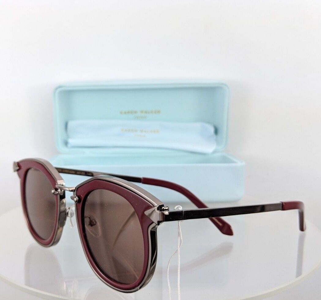 Brand New Authentic Karen Walker Sunglasses BOUNTY Burgundy Silver 47mm Frame