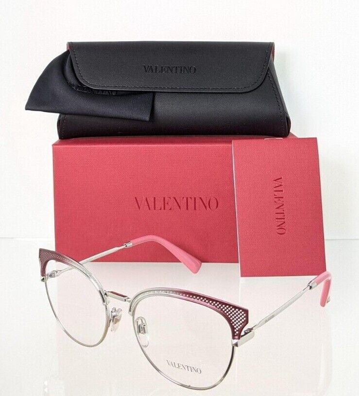 Brand New Authentic Valentino Eyeglasses VA 1011 3043 53mm Silver/Pink