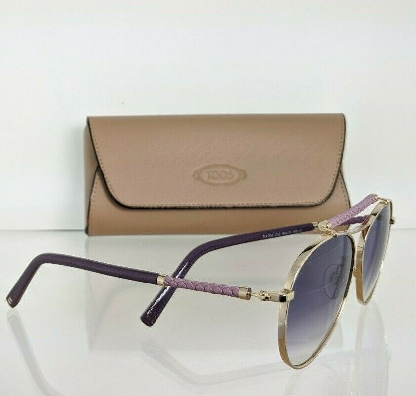 Brand New Authentic Tod's Sunglasses TO 203 33Z 56mm Gold Purple Frame TO203